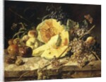 A Still Life with fruit, nuts and insects, 1835 by Leopold Zinnogger