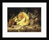 A Still Life with fruit, nuts and insects, 1835 by Leopold Zinnogger