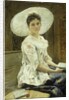 A Young Beauty in a White Hat by Franz Xaver Simm