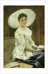 A Young Beauty in a White Hat by Franz Xaver Simm