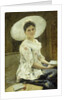 A Young Beauty in a White Hat by Franz Xaver Simm