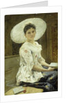 A Young Beauty in a White Hat by Franz Xaver Simm