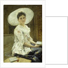 A Young Beauty in a White Hat by Franz Xaver Simm