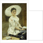 A Young Beauty in a White Hat by Franz Xaver Simm