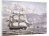 An American Frigate under Sail, with other shipping, 1832 by Lauritz Rasmus Lyngbye