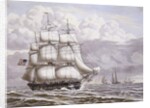 An American Frigate under Sail, with other shipping, 1832 by Lauritz Rasmus Lyngbye