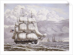 An American Frigate under Sail, with other shipping, 1832 by Lauritz Rasmus Lyngbye