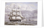 An American Frigate under Sail, with other shipping, 1832 by Lauritz Rasmus Lyngbye