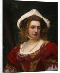 Portrait of an Elegant Lady in a Red Velvet Dress by Gustave Jacquet