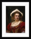 Portrait of an Elegant Lady in a Red Velvet Dress by Gustave Jacquet