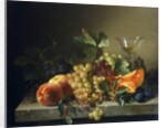 A still life with fruit on a stone ledge, 1858 by Bela Schaffer