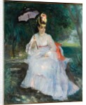 Woman with a parasol seated in the garden, 1872 by Pierre Auguste Renoir
