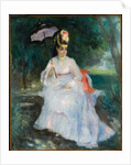 Woman with a parasol seated in the garden, 1872 by Pierre Auguste Renoir