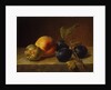 A Peach and Plums on a Marble Ledge, 1860 by Johann Wilhelm Preyer