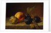 A Peach and Plums on a Marble Ledge, 1860 by Johann Wilhelm Preyer
