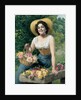 A beauty holding a basket of roses by Gaetano Bellei