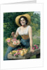 A beauty holding a basket of roses by Gaetano Bellei