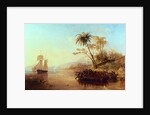 A British Surveying Ship in the South Pacific Greeted by Islanders in Outrigger Canoes, c.1840 by John Wilson Carmichael