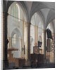 The interior of the Grote Kerk in Dordrecht, with figures conversing and children playing by Daniel de Blieck