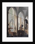The interior of the Grote Kerk in Dordrecht, with figures conversing and children playing by Daniel de Blieck