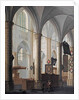 The interior of the Grote Kerk in Dordrecht, with figures conversing and children playing by Daniel de Blieck