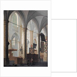 The interior of the Grote Kerk in Dordrecht, with figures conversing and children playing by Daniel de Blieck