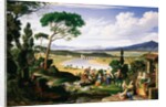 Tiber landscape with cheerful country folk, 1817 by Joseph Anton Koch