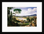 Tiber landscape with cheerful country folk, 1817 by Joseph Anton Koch