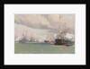 L'Entente Cordiale: The Royal Yacht Victoria & Albert III reviewing the Anglo-French fleet in Cowes Road, 1905 by Eduardo de Martino