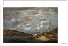 Fishing boats at the dock, Douarnenez, 1855 by Eugene Louis Boudin