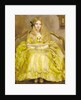 Portrait of a girl, small full-length, in a yellow dress, holding a fan, in an interior, 1903 by Margaret Fletcher
