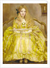 Portrait of a girl, small full-length, in a yellow dress, holding a fan, in an interior, 1903 by Margaret Fletcher