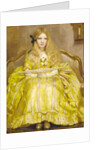 Portrait of a girl, small full-length, in a yellow dress, holding a fan, in an interior, 1903 by Margaret Fletcher