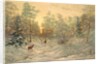Deer in a snowy landscape at dusk by Ivan Fedorovich Choultse