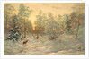 Deer in a snowy landscape at dusk by Ivan Fedorovich Choultse
