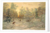Deer in a snowy landscape at dusk by Ivan Fedorovich Choultse