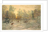 Deer in a snowy landscape at dusk by Ivan Fedorovich Choultse