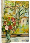 Bouquet of flowers in front of a window in St. Bernard, 1926 by Marie Clementine Valadon