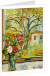 Bouquet of flowers in front of a window in St. Bernard, 1926 by Marie Clementine Valadon