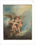 An angel and putti accompanying a child's soul to heaven by Maria Hadfield Cosway