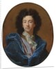 Portrait of the artist, bust-length, in a lace cravat and blue cloak by Hyacinthe Francois Rigaud