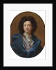 Portrait of the artist, bust-length, in a lace cravat and blue cloak by Hyacinthe Francois Rigaud