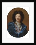 Portrait of the artist, bust-length, in a lace cravat and blue cloak by Hyacinthe Francois Rigaud