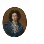 Portrait of the artist, bust-length, in a lace cravat and blue cloak by Hyacinthe Francois Rigaud