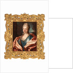 Portrait of a lady, bust-length, in a blue silk dress trimmed with lace and embroidered with gold thread by Jean Ranc