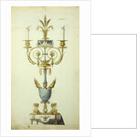 Design for a Gilt Bronze and Enamel Candelabrum by Jean Louis the Younger Prieur