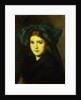 A portrait of a young girl with a bow in her hair by Jean-Jacques Henner