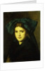 A portrait of a young girl with a bow in her hair by Jean-Jacques Henner