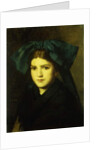 A portrait of a young girl with a bow in her hair by Jean-Jacques Henner