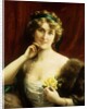 An Elegant Lady with a Yellow Rose by Emile Vernon